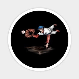 Flying Bouncing Baseball Player Catching Magnet